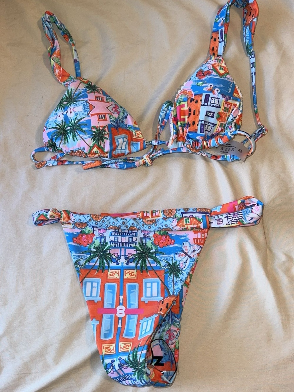 Tropical Print Triangle Bikini